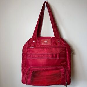 Lug Puddle Jumper tote bag weekend travel overnight gym red multi pockets
